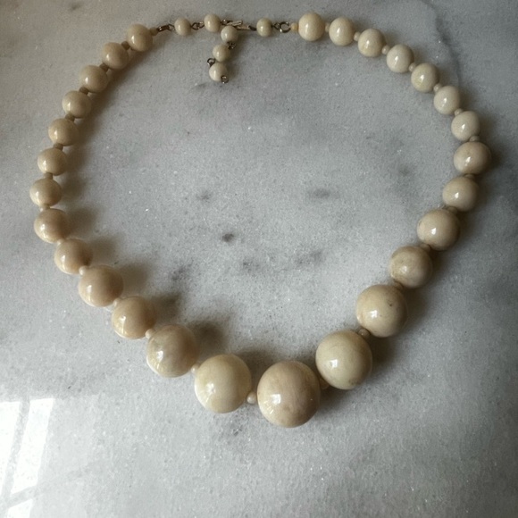 Elegant Cream Beaded Necklace art deco vintage - Picture 6 of 13